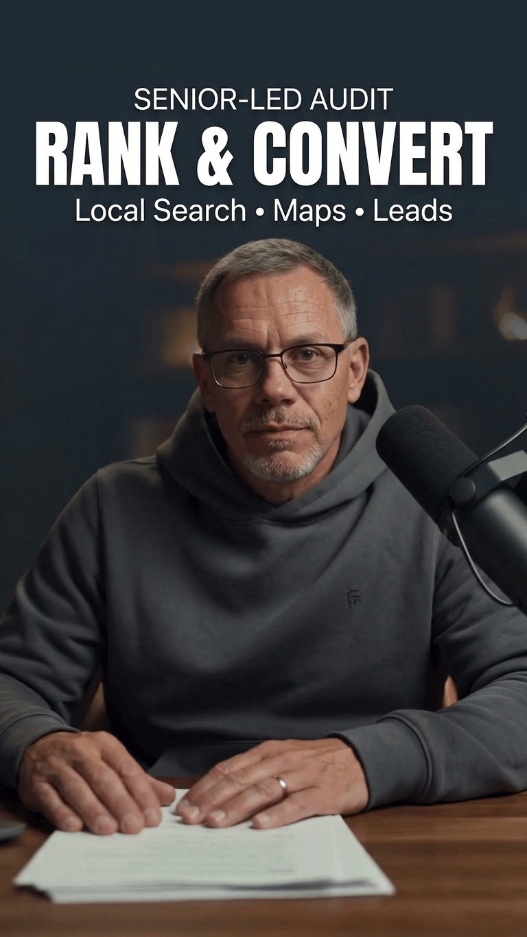 A stylized retro video intro graphic with a textured wood grain background and coastal scene. The Creative Orbit Illawarra logo is at the top-left, and a headshot of Simon Bayliss with a microphone is at the top-right. Central text reads: 'LOCAL SEO BREAKDOWN' with smaller text 'Key Components Explained'. Below, a landscape contains three new retro-styled icons representing map pin gear optimization, review management stars, and business citations directories. A footer reads 'A CREATIVE ORBIT VIDEO SERIES | creativeorbit.com.au'.